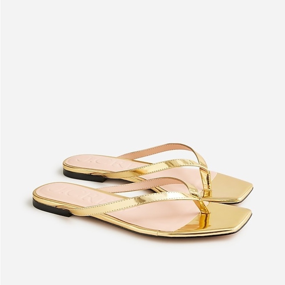 J Crew New Capri thong sandals in metallic leather BX890